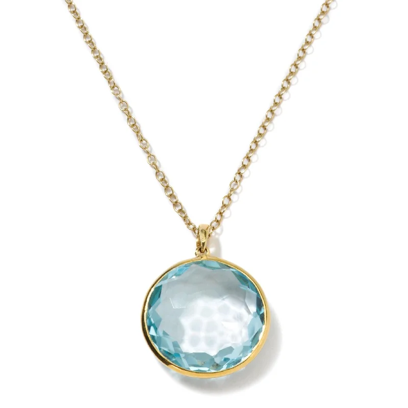 Fashionable necklaces and pendants with birthstones for a personalized gift idea-Medium Pendant in Blue Topaz 16-18"