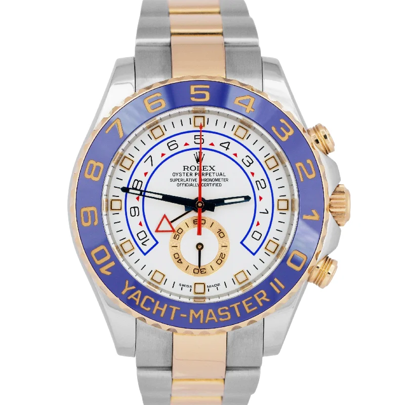 Personalized necklaces and pendants with initials for a customized and meaningful gift-Men's Rolex Yacht-Master II 44mm BLUE HANDS 18K Rose Gold Stainless Steel 116681