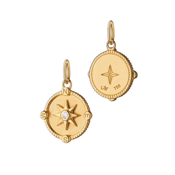 Best necklaces and pendants with layered designs for a chic, stacked look-Mini "Adventure" Compass Charm with Diamond Accent