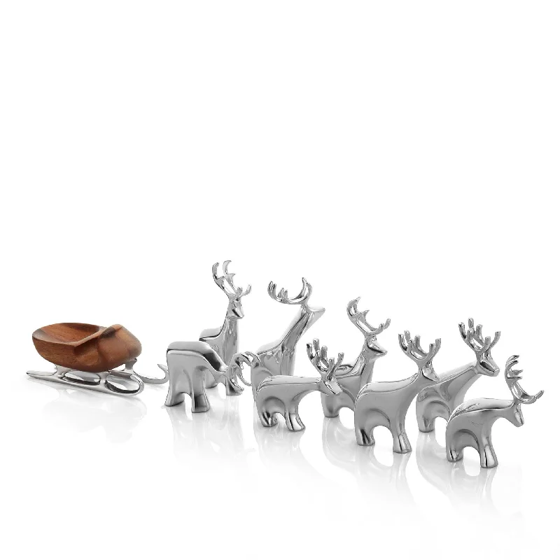 Best necklaces and pendants with glowing moonstone for an ethereal glow-Miniature Reindeer 9pc Set