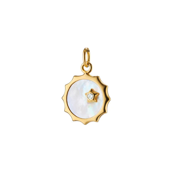 Stunning necklaces and pendants with birthstone pendants for a personal touch-Mother of Pearl Sun and Star Diamond Charm