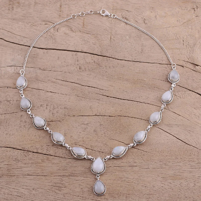 Best necklaces and pendants with sterling silver for an affordable yet stylish choice-Mystical Charm Rainbow Moonstone Necklace