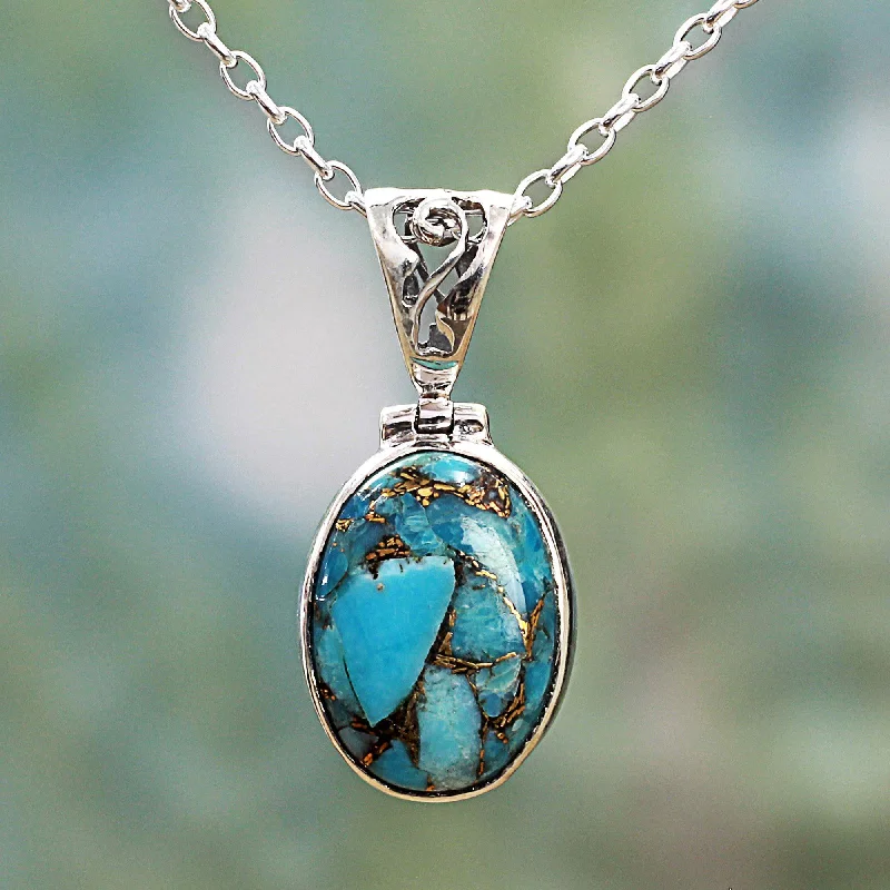 Best necklaces and pendants with gemstone clusters for a bold and colorful effect-Mystical Turquoise Oval Pendant Necklace