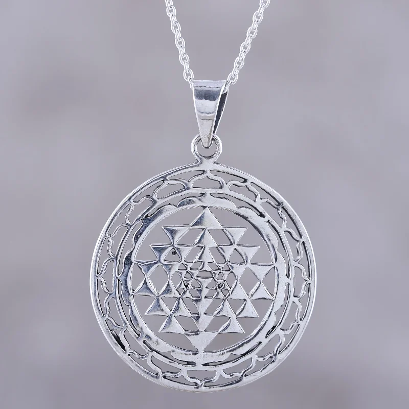 Necklaces and pendants with lotus flower designs for a spiritual, peaceful vibe-Om in Symmetry Handcrafted Sterling Silver Om Visualized Pendant Necklace