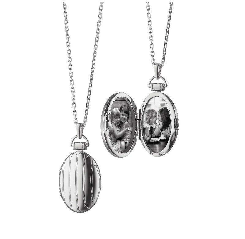 Best necklaces and pendants with intricate beadwork for a bohemian-inspired look-Oval Pinstripe Locket Necklace