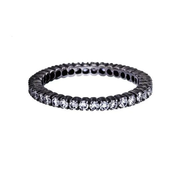 Beautiful necklaces and pendants with diamond-encrusted designs for maximum sparkle-Prong White Diamond Black Rhodium Band