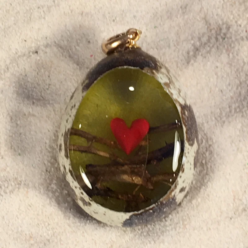 Best necklaces and pendants with seashell designs for a tropical, beachy vibe-Protected Heart Quail Egg Ornament