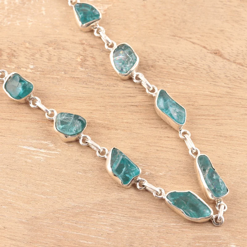 Best necklaces and pendants with adjustable chains for a customizable fit-Sea Nuggets Apatite Nugget Link Necklace Crafted in India