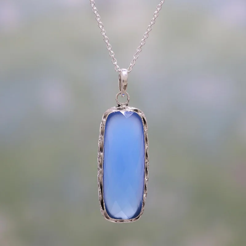 Best necklaces and pendants with vintage lockets for a nostalgic, sentimental look-Sea of Blue Blue Chalcedony and Sterling Silver Pendant Necklace