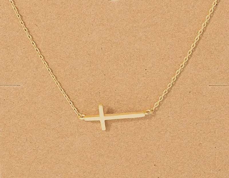 Necklaces and pendants with clear quartz for a pure and radiant look-Rachel Side Cross Necklace