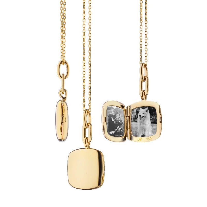 Necklaces and pendants with engraved messages for a deeply personal, sentimental gift-Slim "Viv" Gold Locket Necklace