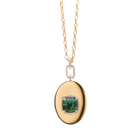 Best necklaces and pendants with heart-shaped lockets for a sentimental keepsake-Special Edition Blue Green Tourmaline and Diamond Locket