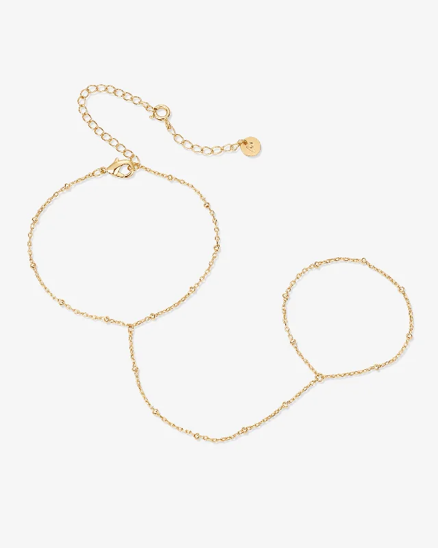 Necklaces and pendants with sun and moon motifs for a celestial-inspired design-Stay Gold Beaded Hand Chain