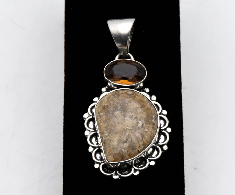 Best necklaces and pendants with vintage coin pendants for a unique accessory-Sterling Silver Fire Opal and Orange Stone Pendant