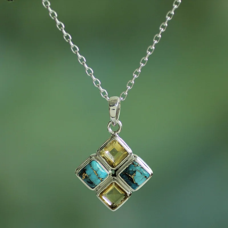 Necklaces and pendants with ocean-inspired designs for a refreshing, beachy feel-Sun Meets Sky Multi-Gem Pendant Necklace