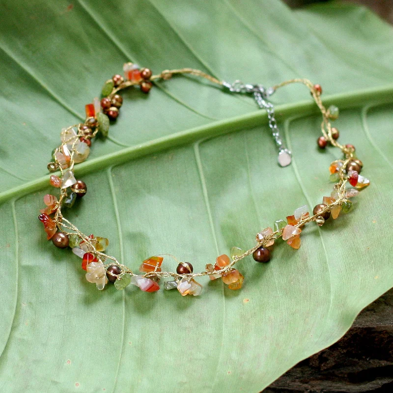 Necklaces and pendants with sun and moon motifs for a celestial-inspired design-Tropical Elite Carnelian & Peridot Necklace