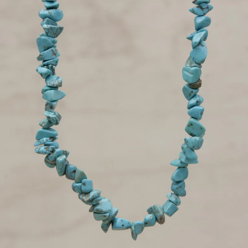 Unique necklaces and pendants with engraved messages for a sentimental gift-Turquoise Infatuation Artisan Crafted Reconstituted Turquoise Beaded Necklace