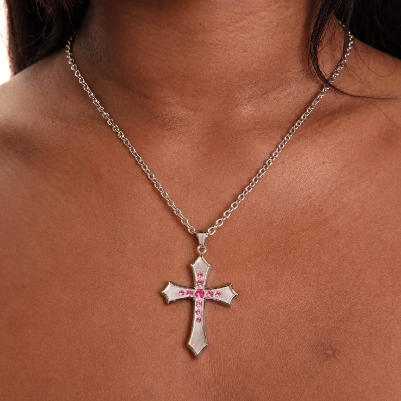 Best necklaces and pendants with matching rings for a coordinated jewelry set-Twilight Cross Necklace (Pink)