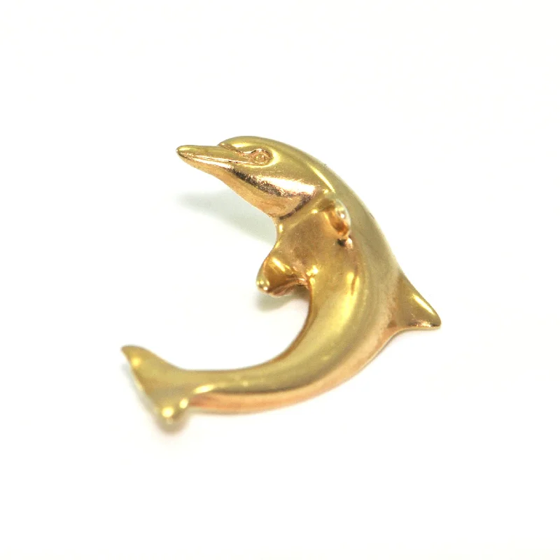 Necklaces and pendants with ocean-inspired designs for a refreshing, beachy feel-Vintage 14K Yellow Gold Dolphin Charm