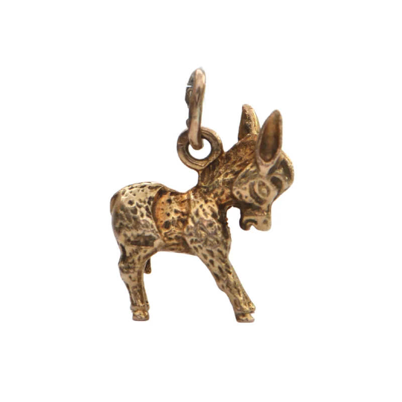 Necklaces and pendants with clear quartz for a pure and radiant look-Vintage 14k Yellow Gold Donkey Charm