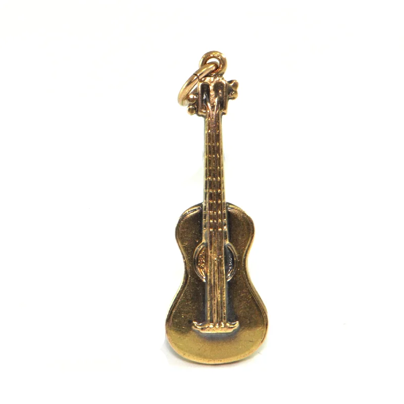 Best necklaces and pendants with infinity hearts for a romantic, eternal symbol-Vintage 14K Yellow Gold Guitar Charm