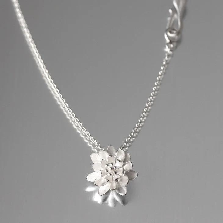 Best necklaces and pendants with intertwined designs for a symbol of unity-Water Lily Sterling Silver Pendant Necklace