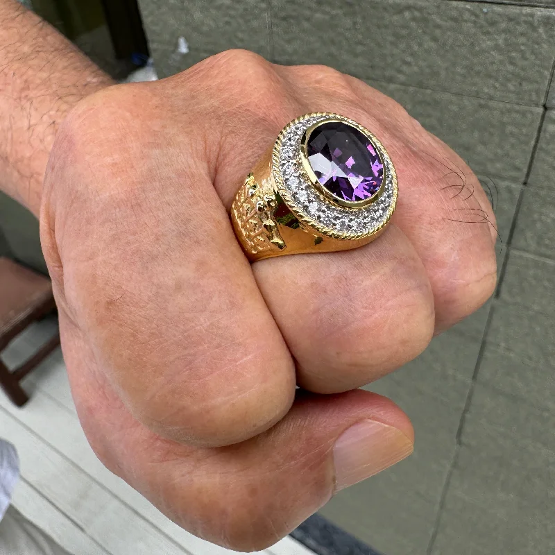 Rings with rough moonstone for natural beauty -Amethyst Christian Crown Bishop Ring