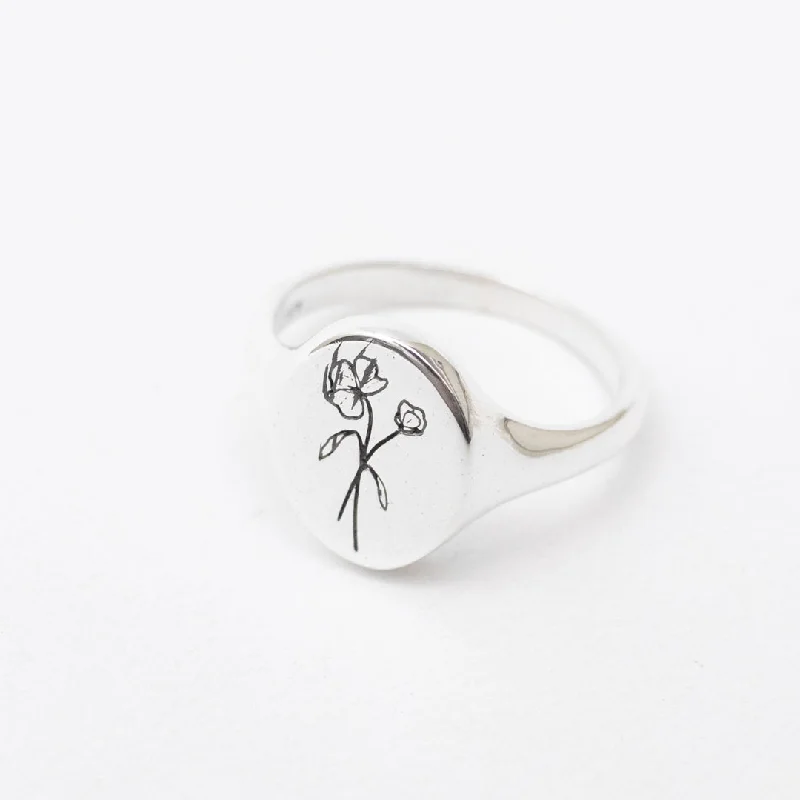 Rings with infinity loops for timeless love -April Birth Flower Signet Ring