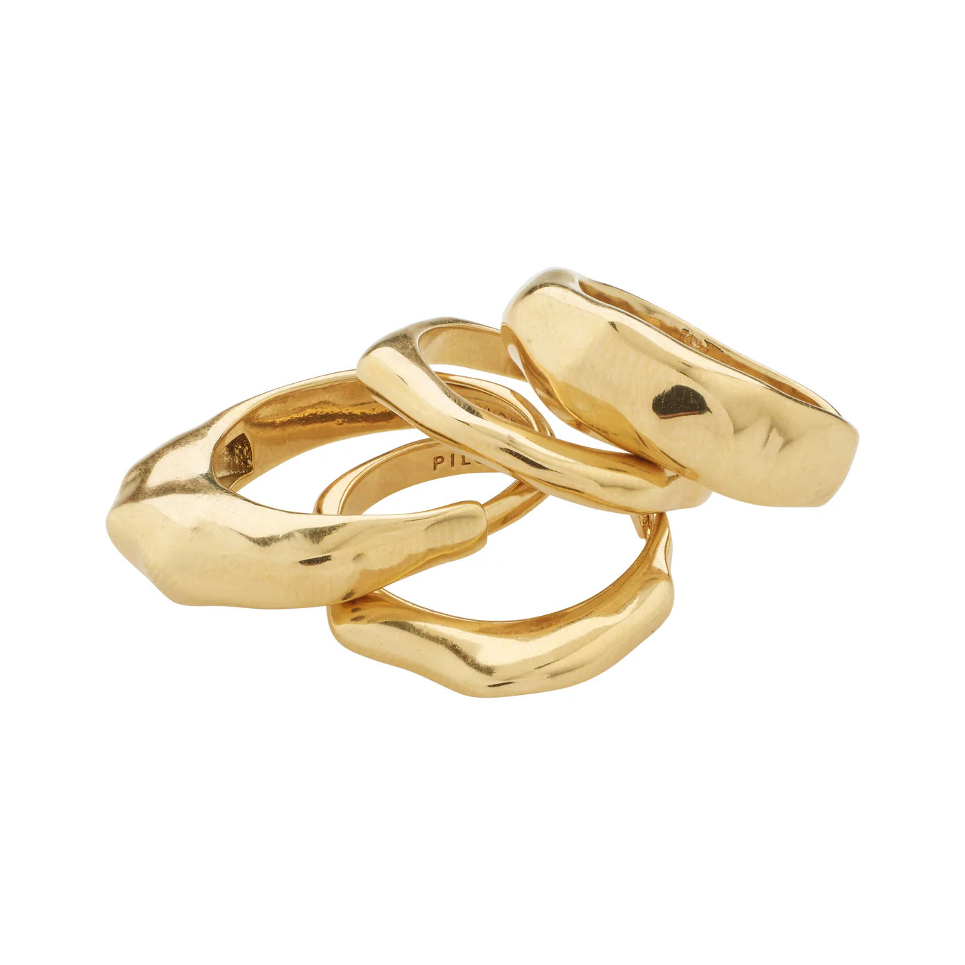 Rings with spiral designs for eye-catching twist -Asher Gold Plated Ring Set