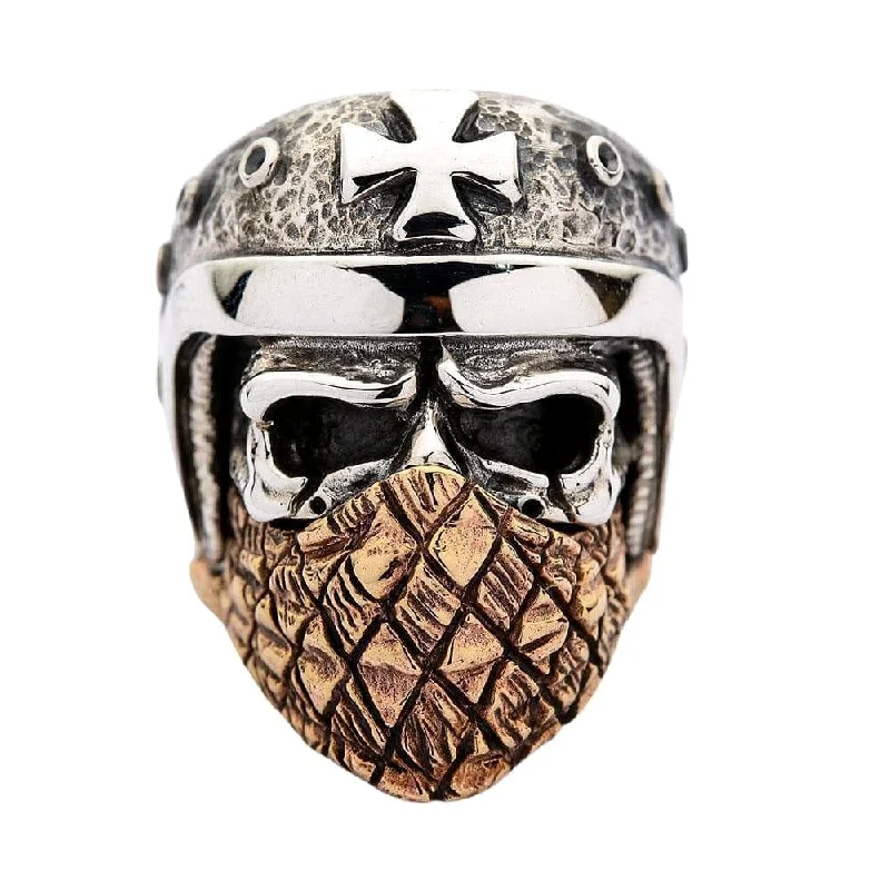 Gold rings with intricate celtic knot patterns -Bandana Rider Skull Sterling Silver Biker Ring