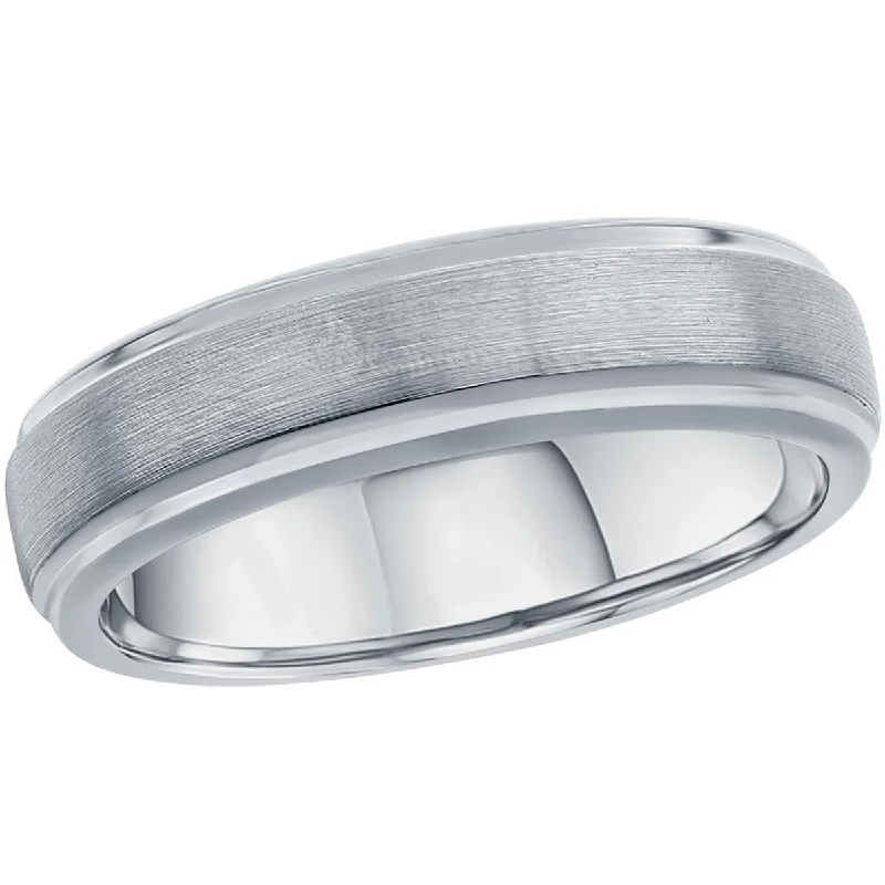 Rings with rough moonstone for natural beauty -Blackjack Men's Brushed 6mm Tungsten Ring - SW-2117