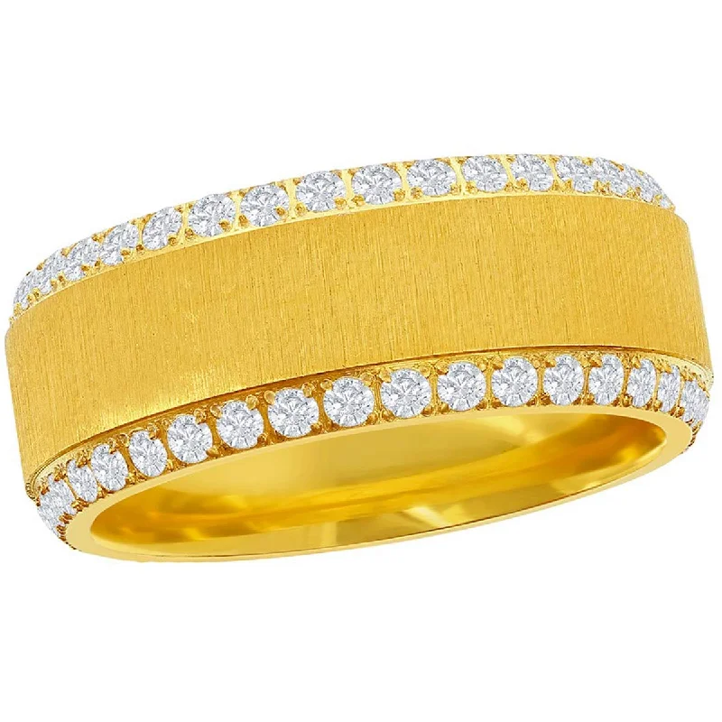 Rings with spiral designs for eye-catching twist -Blackjack Men's Double Row CZ Gold Band Ring - SW-2109