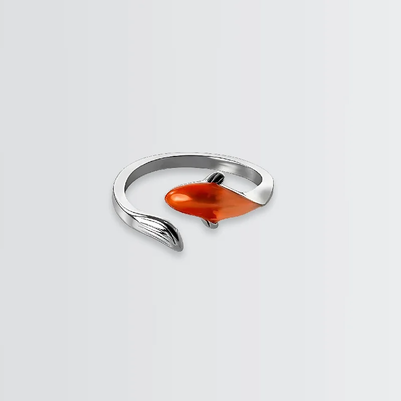 Simple rings with polished black onyx shine -Blissful Koi Fish Ring