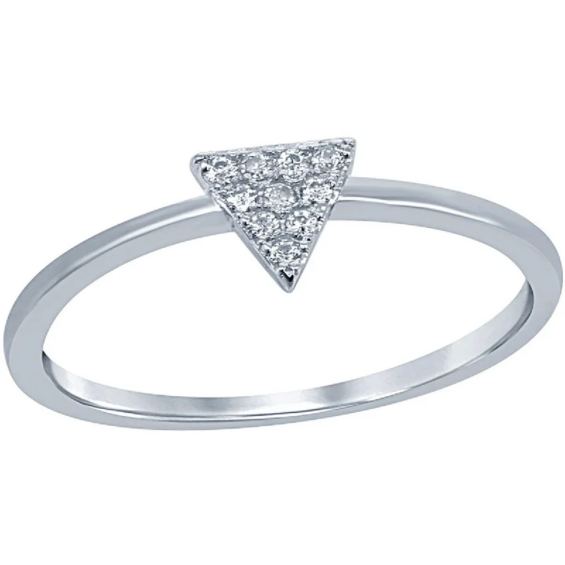 Rings with vintage-inspired rose-cut diamonds -Classic Women's Sterling Silver CZ Triangle Ring - W-1479