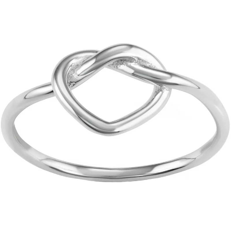 Rings with adjustable bands for perfect fit -Classic Women's Sterling Silver Heart Knot Ring - W-1622