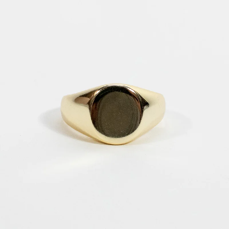 Rose gold rings featuring delicate pearl inlays -Gold Plated Signet Ring