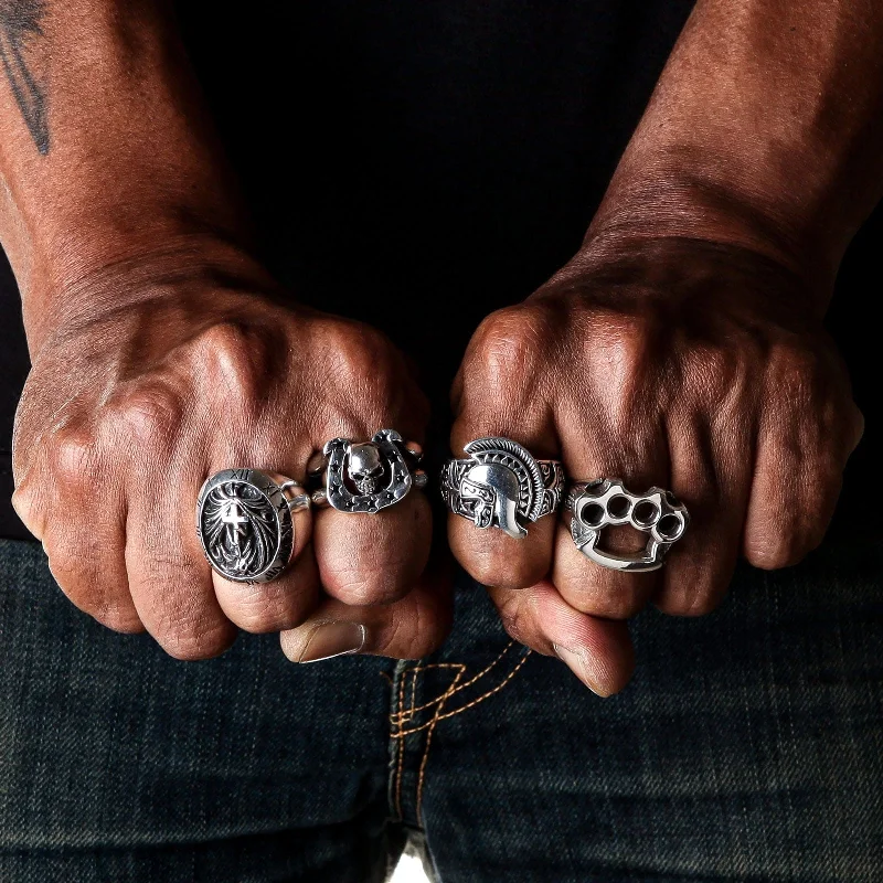 Rings with faceted garnet for deep shine -Crucifix Gothic Cross 925 Sterling Silver Rings