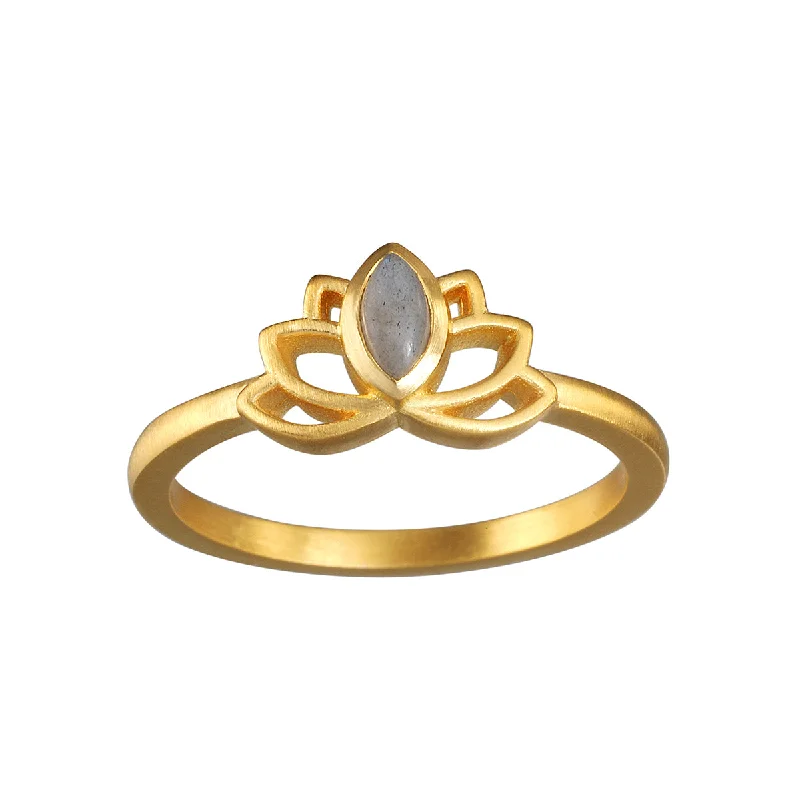 Rings with hexagon-cut stones for trendiness -Cultivate Truth Lotus Labradorite Ring