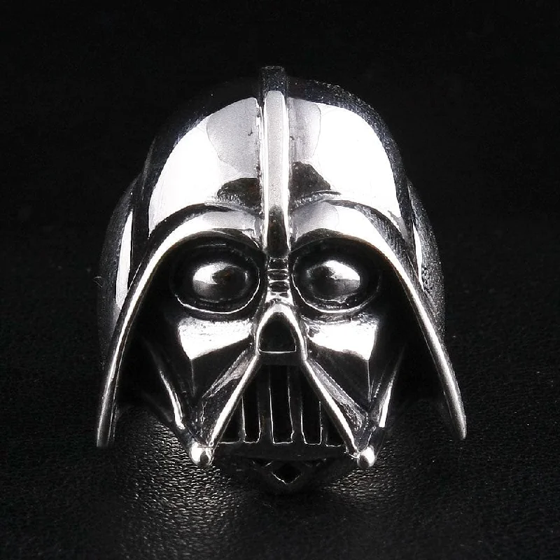 Rings with pink sapphire for delicate charm -Darth Vader Sterling Silver Ring