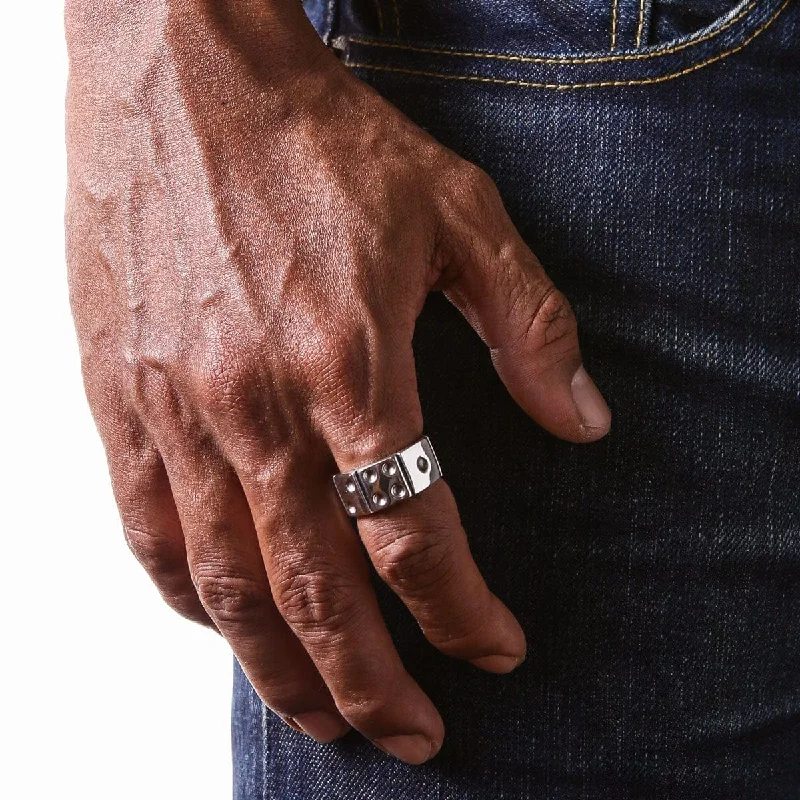 Rings with lapis lazuli for rich blue -Dice Sterling Silver Men's Band Ring