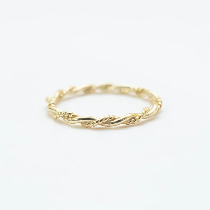 Rings with raw jade for natural calm -Gold Plated Double Twisted Ring