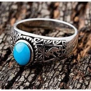 Rings with carved onyx for bold sleekness -Ethnic Turquoise Kokopelli Sterling Silver Ring