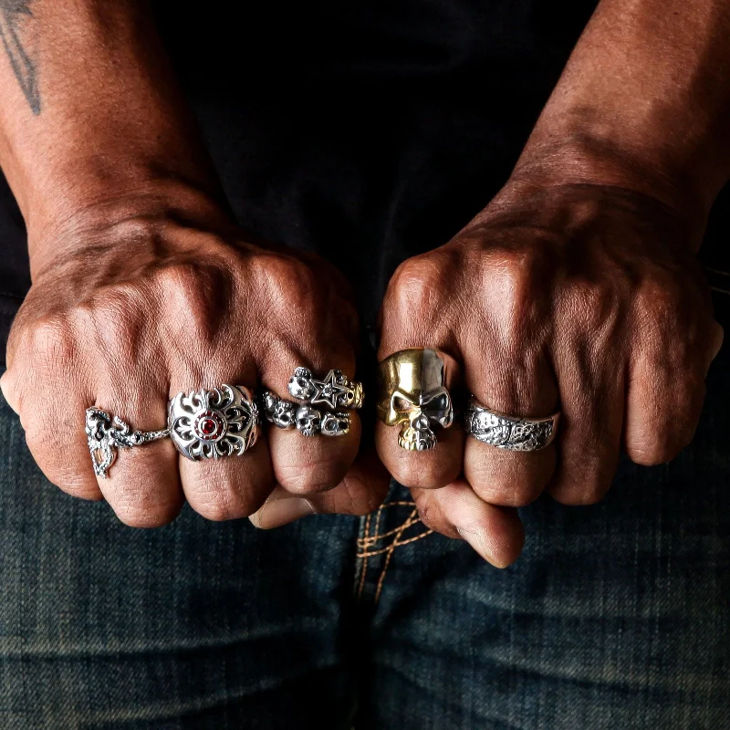 Rings with delicate filigree sapphire settings -Garnet Tribal Cross Sterling Silver Ring