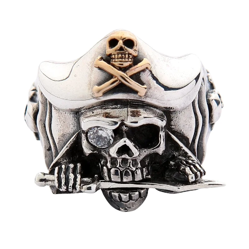 Rings with coral stones for vibrant pop -Jack Sparrow Crossbones Pirate Sterling Silver Skull Ring