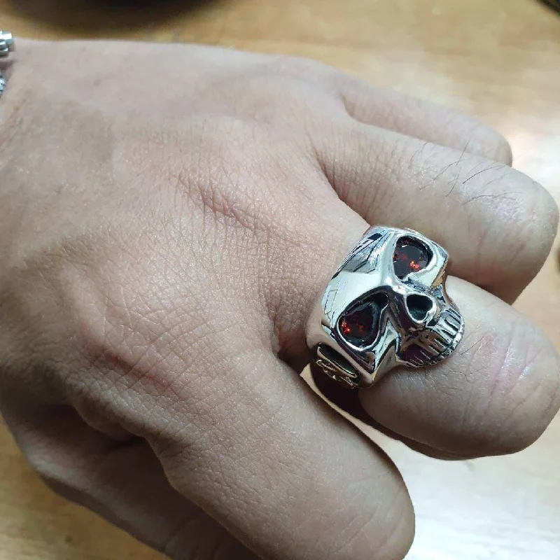 Rings with hematite for sleek metallic sheen -Johnny Depp Sterling Silver Skull Ring