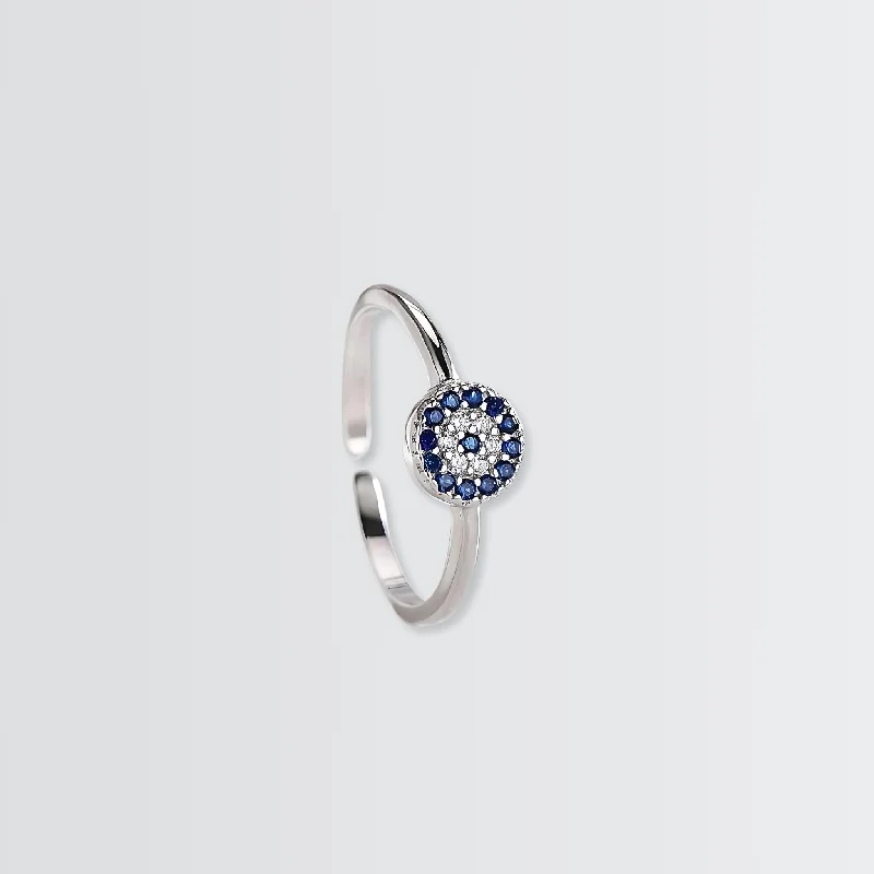 Chunky rings with hammered gold band texture -Mere Evil Eye Minimal Ring