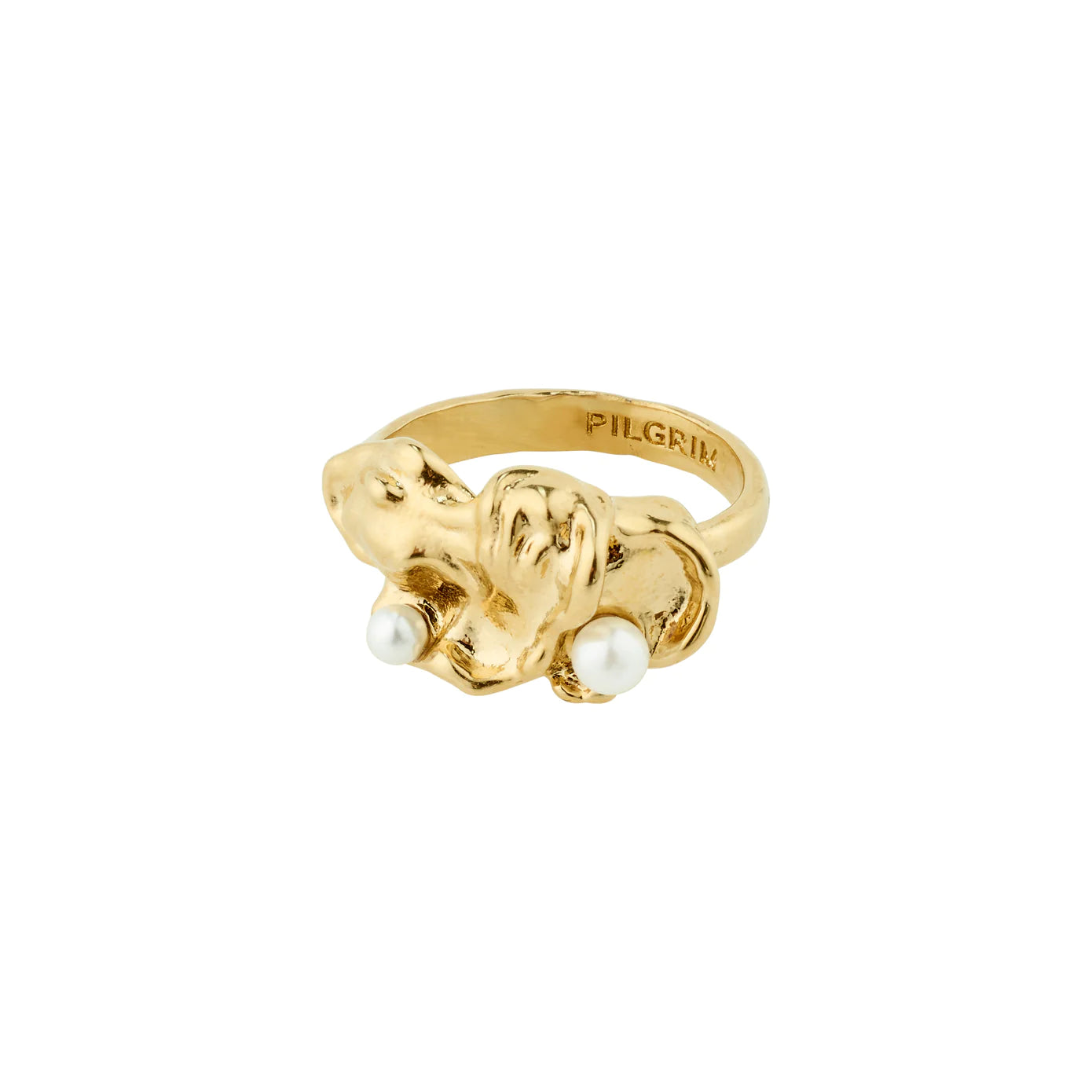 Rings with matte gold for subtle luxury -Moon Gold Plated Ring