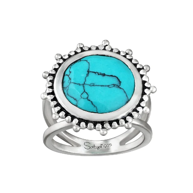 Gold rings with intricate celtic knot patterns -Nurture Your Voice Turquoise Silver Ring