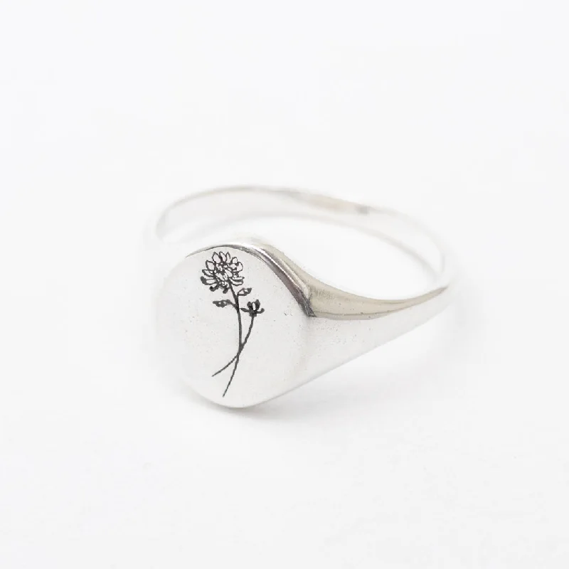 Rings with vintage claw prongs for elegance -October Birth Flower Signet Ring