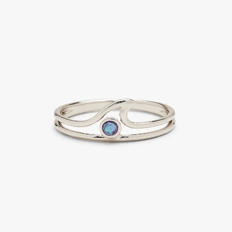 Sterling silver rings with vibrant turquoise stones -Pura Vida Ring Opal Wave Silver